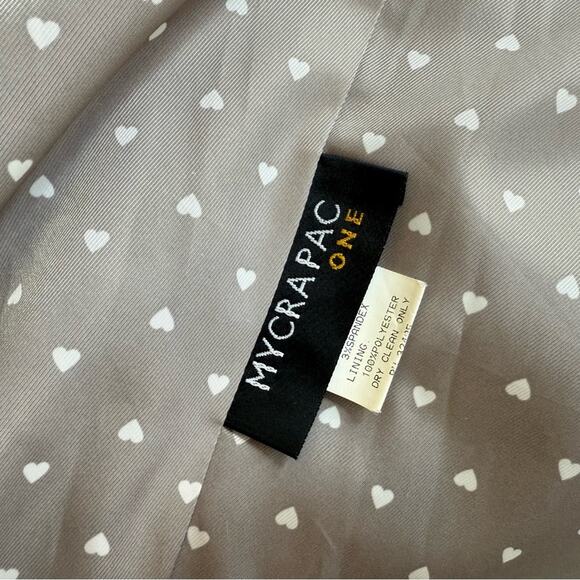 MYCRA PAC BLUE RAIN JACKET FLORAL EMBROIDERY GREY HEART LINING SIZE 3 XL - Picture 7 of 8